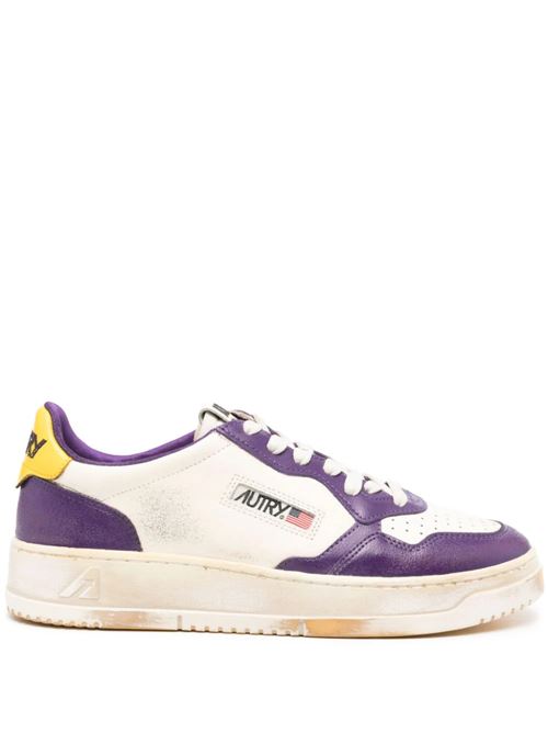 Off-white/purple/yellow calf leather sneaker Autry | AVLMBC01 IV/ACAI/FREESIA